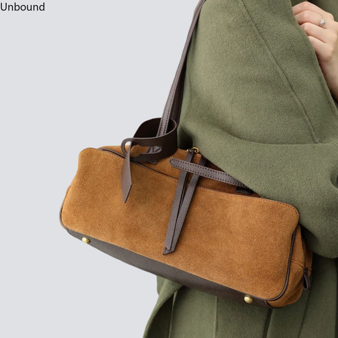 Luxury Bags Office - Suede Leather Womens Shoulder Tote Bag