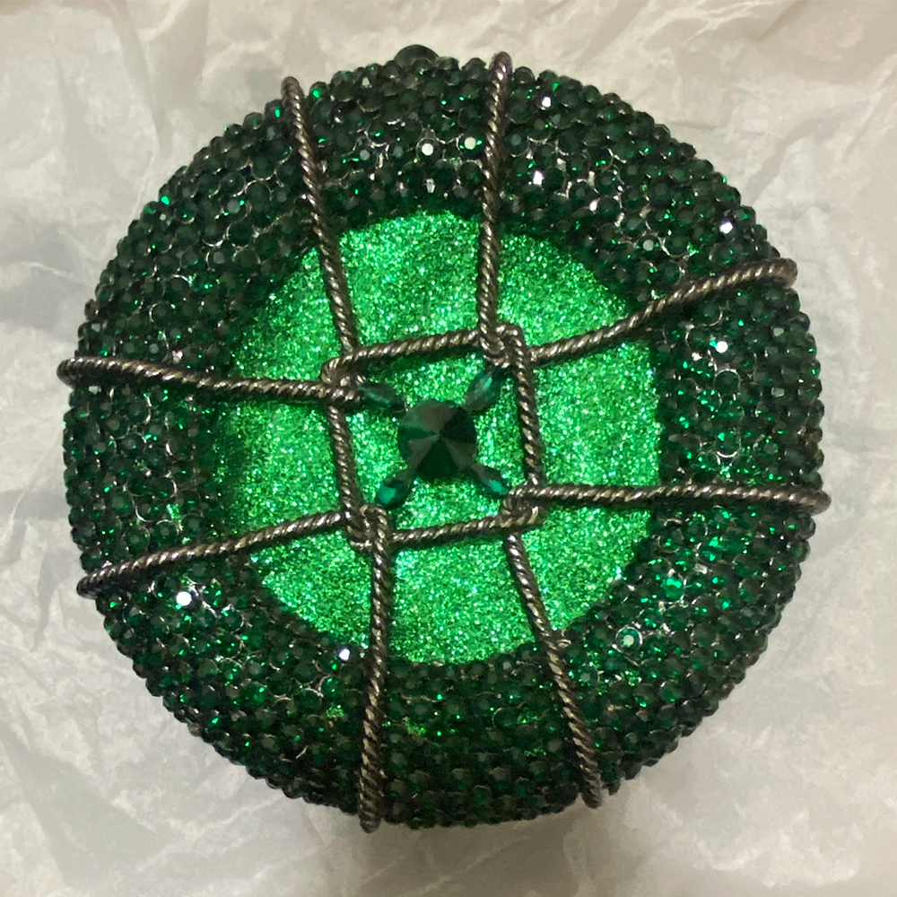Luxury Bags Green - Women’s Green Crystal Evening Round Shape