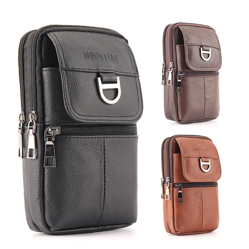 Genuine Leather Backpack - Men's leather waist bag - Large