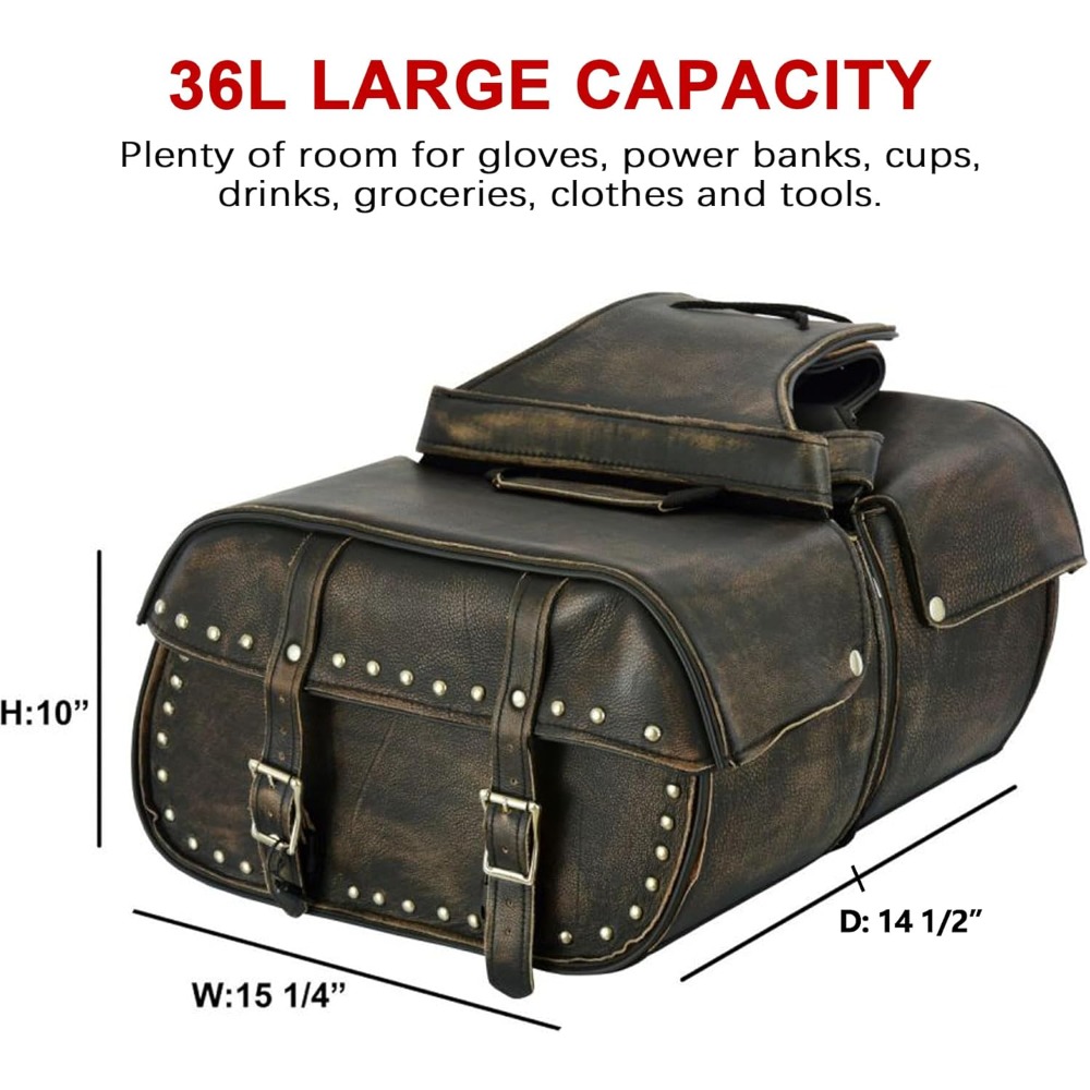 naked cowhide leather motorcyc – обзор и цена Saddle Bag Distressed