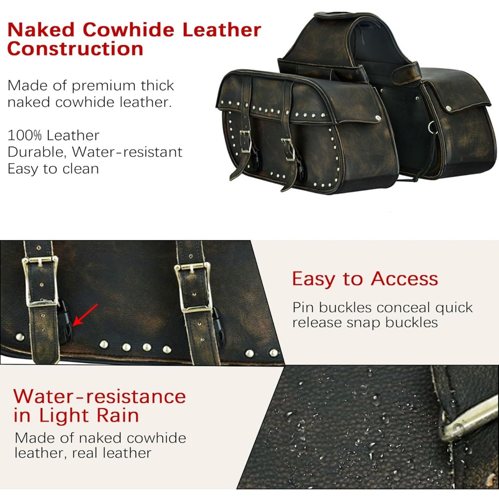 naked cowhide leather motorcyc – обзор и цена Saddle Bag Distressed