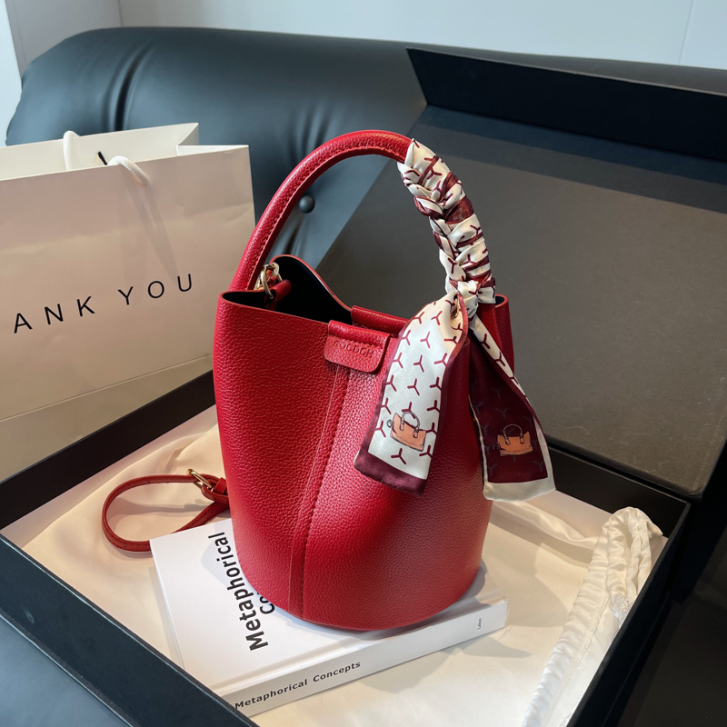 Red PU Bucket Shoulder and Cro – обзор и цена Luxury Bags For Women Sale