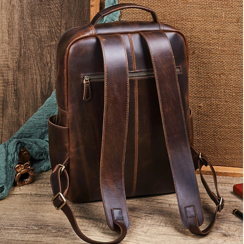 Men's Top Grain Waxed Leather  – обзор и цена Genuine Leather Backpack