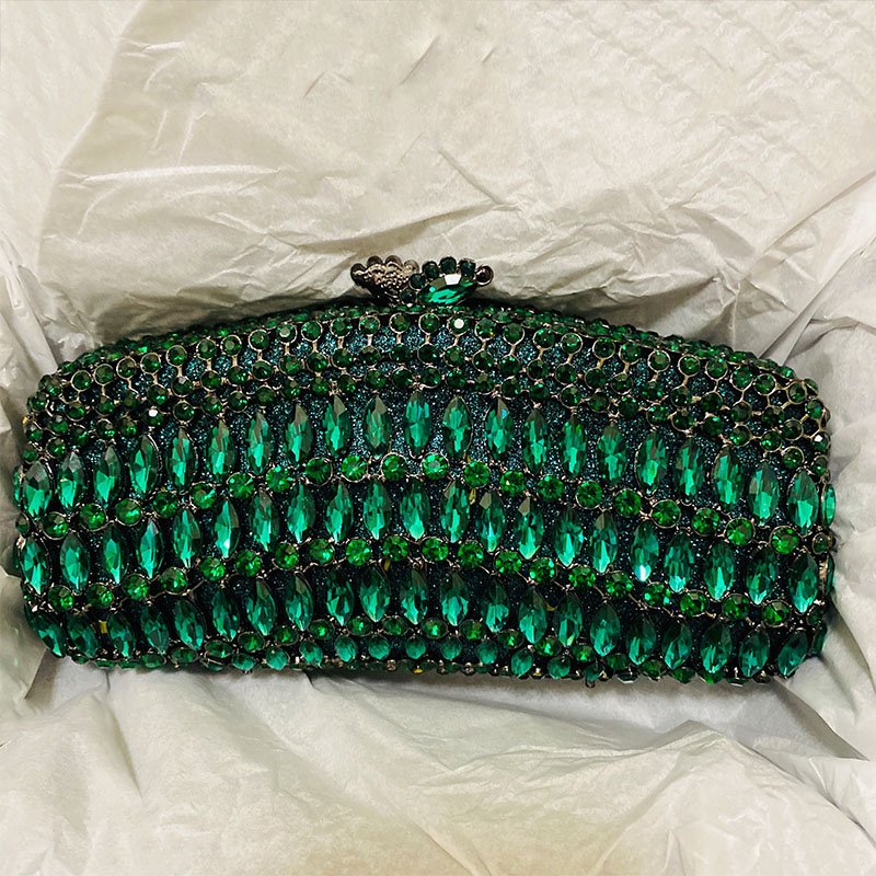 Luxury Green Rhinestone Evenin – обзор и цена Luxury Bags Green