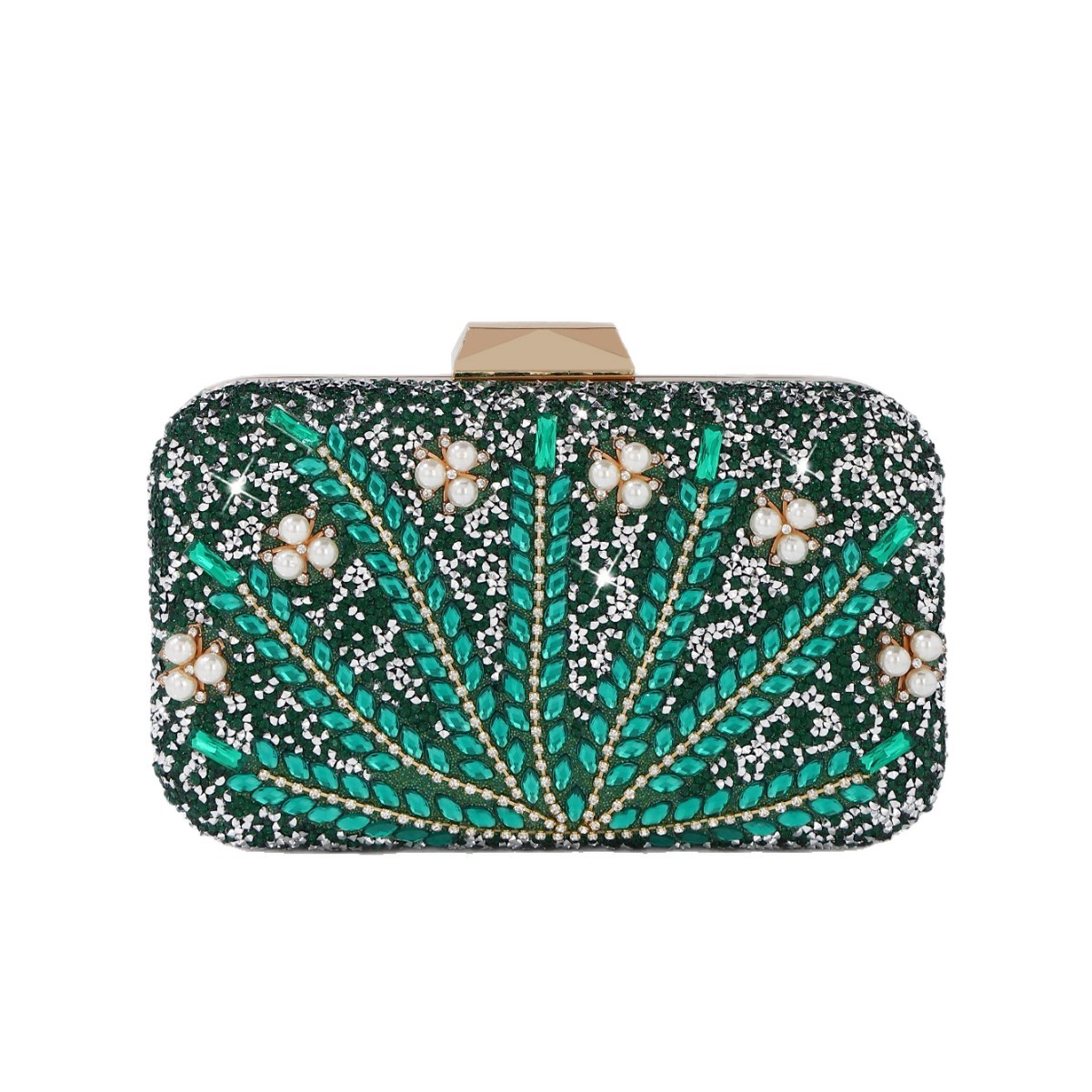 Luxury Rhinestone & Pearl Embe – обзор и цена Luxury Bags Green