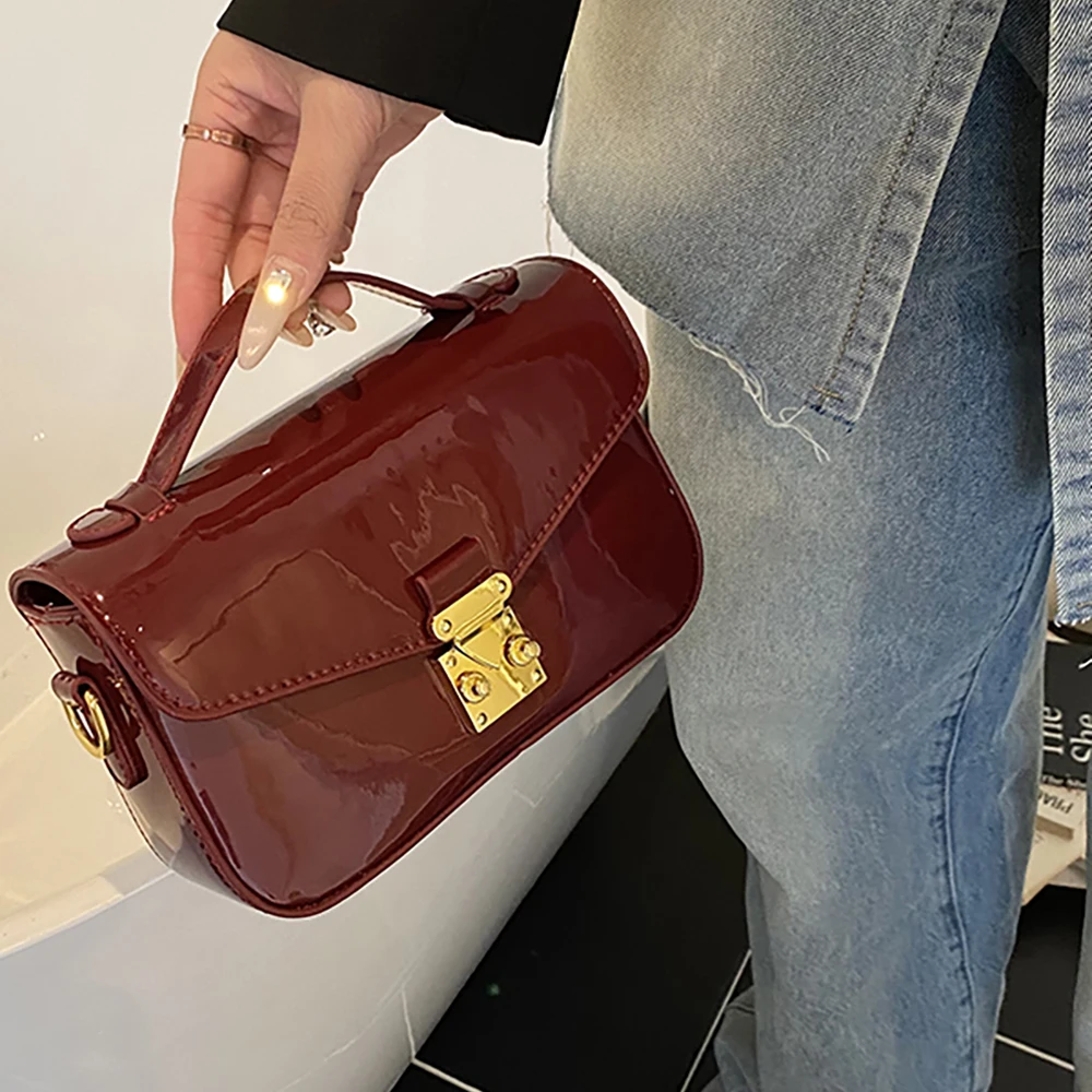 2026 Luxury Square Shoulder Ba – обзор и цена Top Handle Patent Bag
