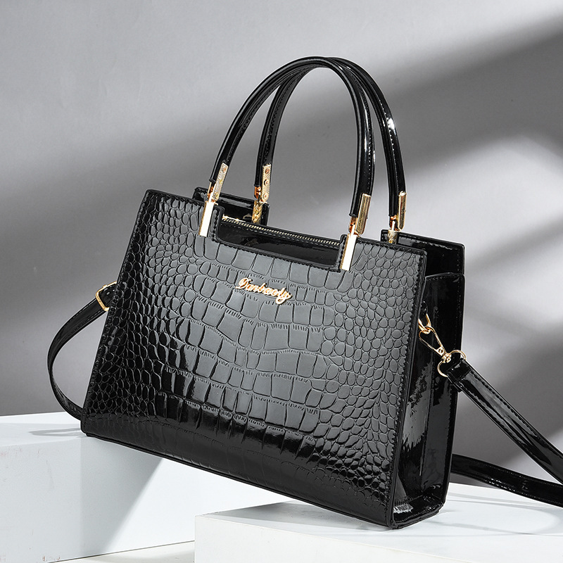Crocodile Embossed Tote Bag, P – обзор и цена Top Handle Patent Bag